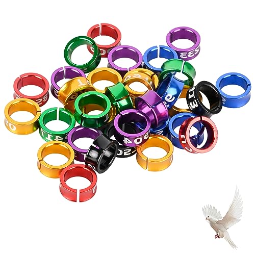 Open Bird Leg Rings - Aluminum Identification Rings for Pigeons, Parrots, Doves & More - Mixed Colors, 50 PCS Per Pack - size: 7