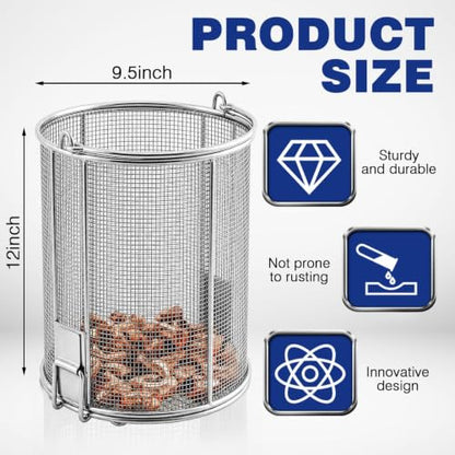 1 Pcs 1/8″ Mesh 5 Gallon Dip and Drain Stainless Steel Part Cleaning Strainer Basket for Buckets Swing Handle for Mechanics Auto Parts Washing Garage Shop & Home Workshop, Bucket Not Included - size: 5 Gallon,1/8″