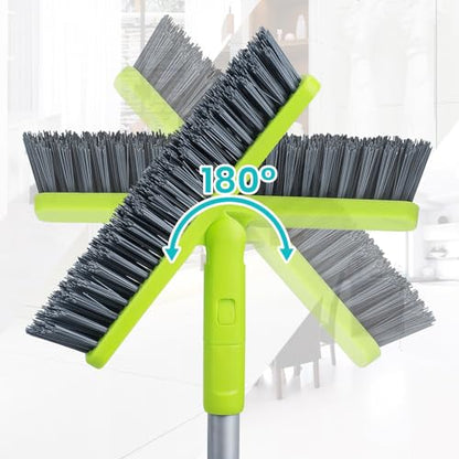 Grout Cleaner Brush with Long Handle, Floor Scrub Brush for Shower Tile, Bathroom Crevice Cleaning Brushes with Heavy Duty Stiff Bristles