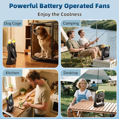 20800mAh Battery Powered Fan, USB-C Fast Rechargeable Portable Fan 80H Long Lasting, 8 Inch Outdoor Fan with 3350RPM Strong Wind, 4 Speeds & Timer, 70° Rotation, Quiet for Bedroom Office Camping