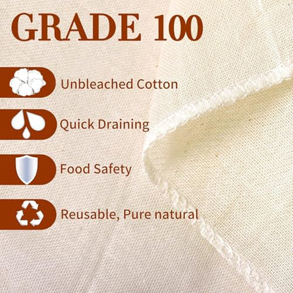 Cheese Cloths, 10Pcs 20x20 Inch Grade 100 Precut Cheese Cloths for Straining, Cotton Unbleached, Reusable Muslin Cheesecloth for Straining, Making Yogurt, Juice, Cooking Turkey - size: 10Pcs-20x20 inch