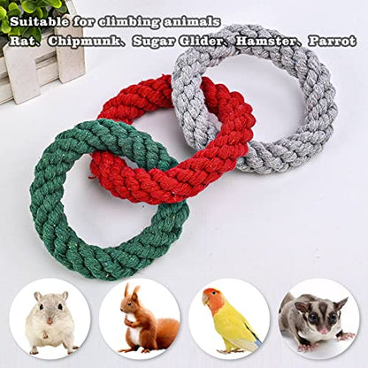 Dnoifne 2 Pack Sugar Glider Hanging Three-Ring Climbing Toys, Colorful Sugar Glider Swing Toys, Pet Activity Structure For Parrot Hamster Chinchilla Squirrel Ferret Rat