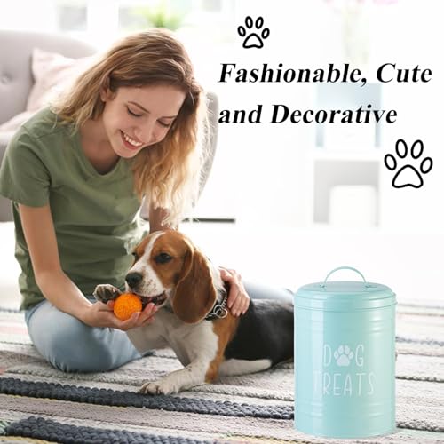 Dog Treat Container Airtight, Dog Treat Jar with Lid - 9x5.5'' Metal Dog Cookie Jar for Farmhouse Kitchen Counter, Green Pet Treat Container, Dog Treat Storage Container for Dogs, Cats - color: Green - Single