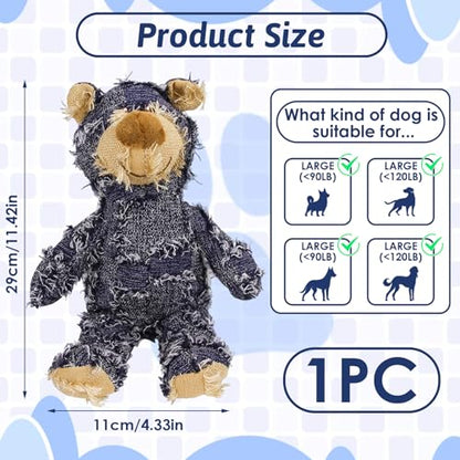 MAXBECK Dog Companion for Heavy Chewers- Indestructible Robust Bear Dog Toy, Resistant Squeaky Dog Toys for Heavy Chewers, Unbreakable Stuffed Plush Dog Toys for Aggressive Chewers (C-Navy+Oak) - color: C-Navy+Oak