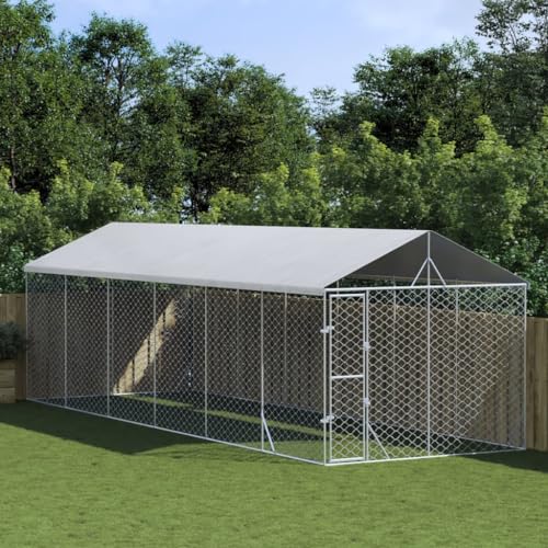Outdoor Dog Kennel Large with Galvanized Steel Frame and Polyethylene Roof, Spacious 35.4x118.1x98.4 Inch Pet Enclosure, Lockable Door, Weather-Resistant, - size: 35.4 x 98.4 x 98.4 in