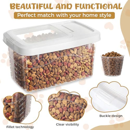 2 Pack Airtight Dog Food Storage Container, 16.5 Lbs Clear Pet Food Storage Bin with 2 Measuring Scoops for Pet Dog Cat Rice Grain Treat - size: 16.5 Lbs