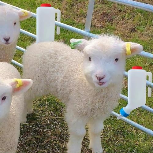Lamb Feeding Bottle, 5 Pack 500ML Goat Milk Feeder with Hanging Hook Food Grade Plastic Nursing Bottle for Lambs Livestock