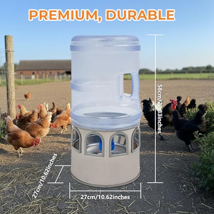 Heated Chicken Waterer 5 Gallon Chicken Waterer for Winter Temp Controlling for Chickens Heated Water Bowl for Chickens, Ducks, Pigeons Geese and Chicken Coop with Buckets
