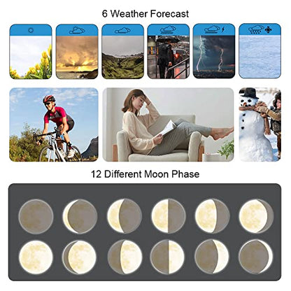 KETOTEK Wireless Radio Weather Station with 3 Outdoor Sensors Indoor Outdoor LCD Digital Thermometer Hygrometer Barometer with WWVB,Alarm Clock,Weather Forecast,Moon Phase,Sunrise and Sunset Time
