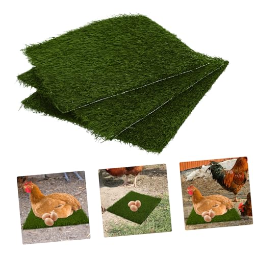 BESPORTBLE 3Pcs Chicken Nesting Pads Reusable Fake Grass Mats for Coop Pads for Hens Washable Nest Box Liners for Comfortable Egg Laying