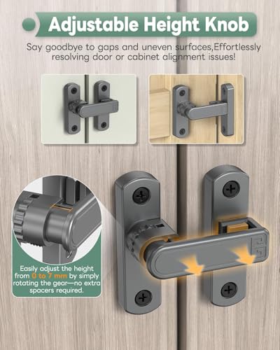 Adjustable Barn Door Locks, 90/180 Degree Sliding Door Latch, Protect Home Security Gate Latch for Bedroom, Barn, Cabinet, Garden, Fence (Grey-2 Pcs) - color: Grey-2 Pcs