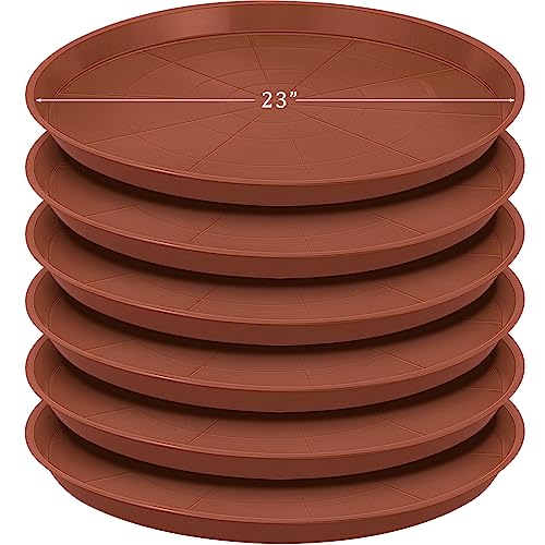 Eccliy 6 Pack Plastic Plant Saucer Heavy Duty Planter Saucers Large Plant Pot Saucers Plastic Water Trays for Indoors and Outdoors Flower Plant Plant Drip (Terracotta,23 Inch) - color: Terracotta, size: 23 Inch