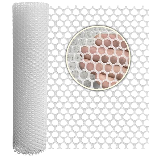 Plastic Wire Mesh Fence 16in x 33Ft Plastic Chicken Wire Mesh for Poultry, Dogs, Rabbit, Snake Barrier & Gardening Versatile Plastic Fencing (16in x 33Ft, White) - color: White, size: 16in x 33Ft