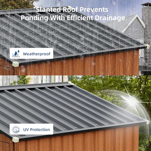 6x4FT Outdoor Storage Shed, Metal Garden Shed with Updated Frame Structure, Lockable Door and Window, Large Tool Shed for Backyard, Patio,Lawn,Utility & Bike Storage - size: 6x4 FT (No Base)