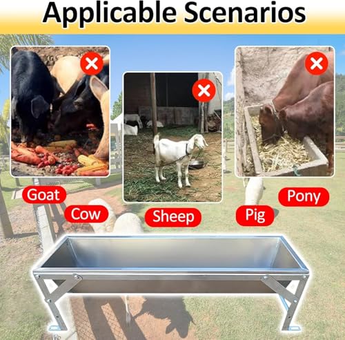 Large Capacity Animal Feed Trough Weatherproof, Stainless Steel Dogs Goats Cows Horse Watering Trough, Portable Poultry Pasture Feeders Outdoor Farms(L 120cm(47 1/5") x W 60cm(23 3/5")) - size: L 120cm(47 1/5") x W 60cm(23 3/5")