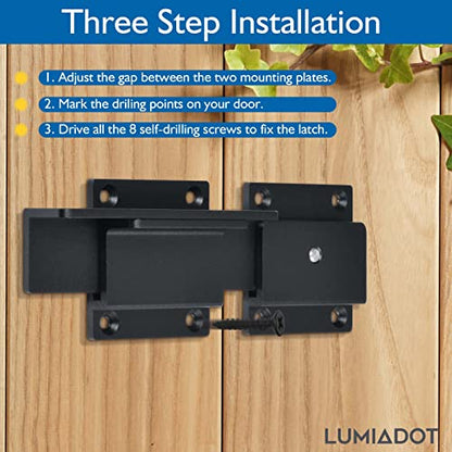 Flip Gate Latch Lock with Padlock Hole, 1Pack, 3.5mm Heavy Duty Aluminum Alloy Adjustable Door Latch for Sliding Swing Open Gates, Outdoor, Wooden Fence, Barn, Shed, Garage, Yard - size: 1 Pack