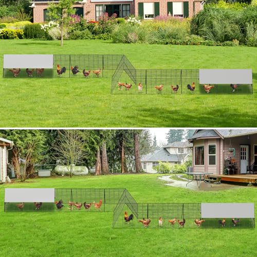 Large Metal Chicken Tunnel, Portable Chicken Run Coop with Waterproof & Anti-UV Cover, Outdoor Predator Protection Poultry House for Yard Backyard Farm, Hens Ducks Rabbits - size: 40.9"L x 29.7"W x 3.7"H