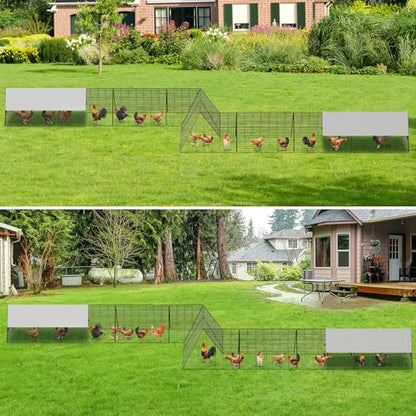 Large Metal Chicken Tunnel, Portable Chicken Run Coop with Waterproof & Anti-UV Cover, Outdoor Predator Protection Poultry House for Yard Backyard Farm, Hens Ducks Rabbits - size: 40.9"L x 29.7"W x 3.7"H