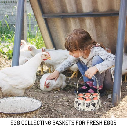 JarThenaAMCS 2Pcs Egg Bags with 7 Pouches Egg Collecting Basket Canvas Eggs Gathering Bags for Farmhouse Garden Coop Hen Chicken Duck Goose Eggs Storage, 8 x 2.6 Inch