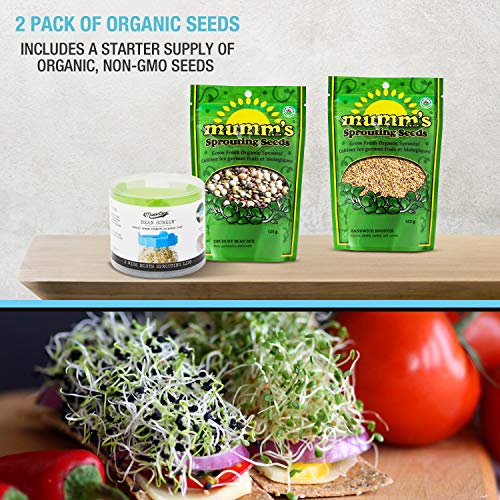 Masontops Bean Screen Sprouts Growing Kit - Sprouting Lids & Sprout Mixes Microgreens Growing Kit - Sprouting Kit Wide Mouth Mason Jar Strainer Lid - size: Bean Screens Kit (2 Screens, 2 Seed Mixes)