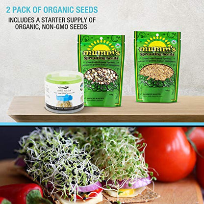 Masontops Bean Screen Sprouts Growing Kit - Sprouting Lids & Sprout Mixes Microgreens Growing Kit - Sprouting Kit Wide Mouth Mason Jar Strainer Lid - size: Bean Screens Kit (2 Screens, 2 Seed Mixes)