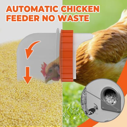 4 Ports Metal Chicken Feeder No Waste 25 Pounds Automatic Poultry Feeder with Latch & Handle for Chickens Bantams Pheasants Poultry Coop Rodent Proof - size: 4 Ports (25 LBS)