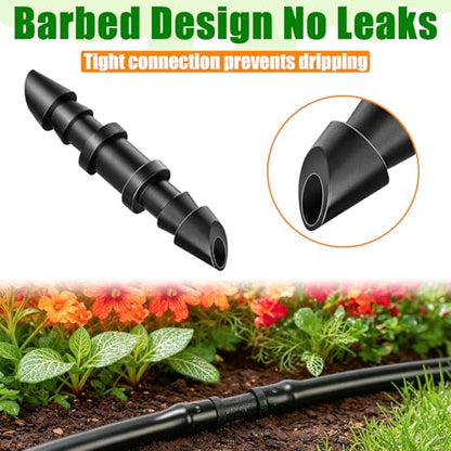 60 Pack Drip Irrigation 1/4" Barbed Coupling Fittings, Drip Line Barbed Coupler Connectors for 1/4 Inch Irrigation Tubing Micro Irrigation Connection Parts for Garden Sprinkler Systems - size: 1/4 Inch Coupling-60P