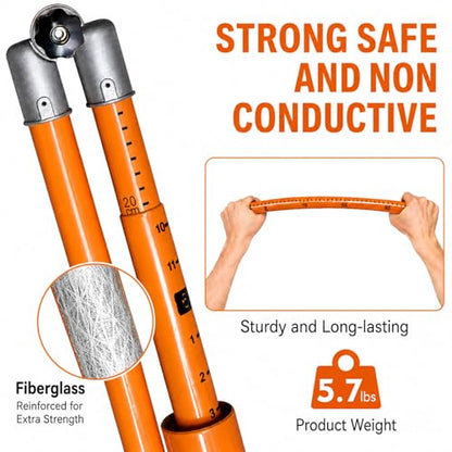 Height Stick for Trucks 20FT, Load Height Measuring Stick with Adjustable Pole, Extended Crossbar, Non-Conductive Fiberglass Height Stick with Carrying Bag,Accurately for Trucks, Car Haulers - size: 20FT