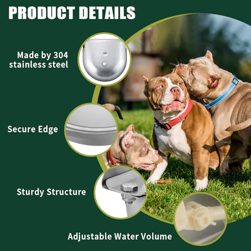 Automatic Animal Drinking Water Bowl, 304 Stainless Steel Livestock Waterer with Float Valves, 39" Pipe Hose, 1/2" to 3/4" Adapter, Water Trough for Dog, Horse, Goat, Pig, Cow
