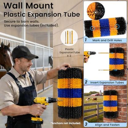 17" x 7.9" Livestock Scratching Brush for Horse, Wall-Mount Grooming and Massage Scratch Brushes for Cow Donkey Goats Horse Sheep, with 8 Screws for Back Itch Relief & Keep Cleaning (1Pcs) - size: 1 Pack