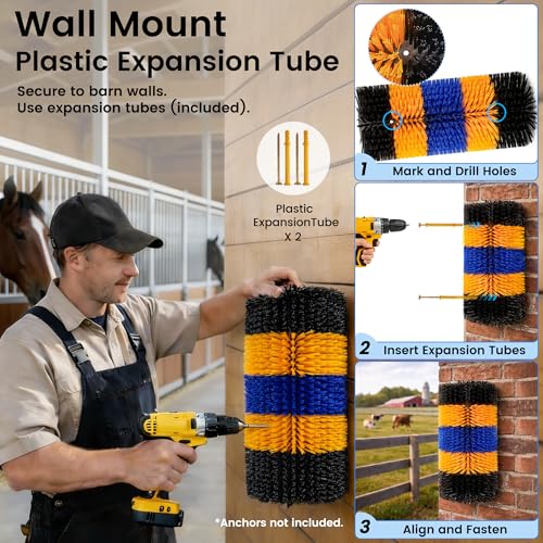17" x 7.9" Livestock Scratching Brush for Horse, Wall-Mount Grooming and Massage Scratch Brushes for Cow Donkey Goats Horse Sheep, with 8 Screws for Back Itch Relief & Keep Cleaning (1Pcs) - size: 1 Pack