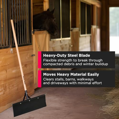 SCENIC ROAD Farm & Ranch Scraper Tool – Heavy Duty Ice Scraper with 24" Steel Blade & 58" Handle Floor Scraper – Metal Scraper for Driveway Ice, Barn, Paint or Wood – Made in USA (Model SR24SPRNG) - size: 24-inch Spring Steel