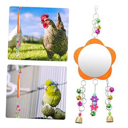 GALPADA 1pc Chicken Mirror Toy Bird Mirror Bell Fun Pet Supplies for Birds and Chickens Easy to Interactive Toy for Birdcage Entertainment