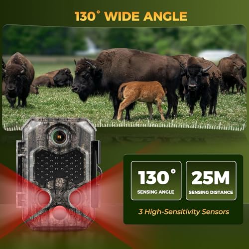 4K 84MP WiFi Trail Camera, Wildlife Camera 0.1s Trigger, Game Camera with 130°Wide Angle, Trail Cameras with Night Vision Motion Activated Waterproof Suitable for Outdoor Wildlife Detection