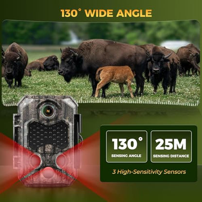 4K 84MP WiFi Trail Camera, Wildlife Camera 0.1s Trigger, Game Camera with 130°Wide Angle, Trail Cameras with Night Vision Motion Activated Waterproof Suitable for Outdoor Wildlife Detection