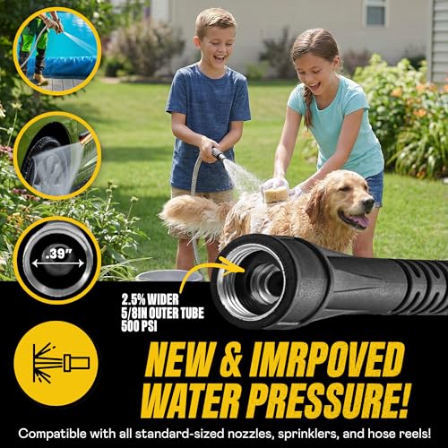 Bionic Steel 150 FT Long Garden Hose with Nozzle, 304 Stainless Steel Metal Water Hose 150ft, Flexible Hose, Kink Free, Lightweight & Durable, Crush Resistant Fitting, Easy to Coil, 500PSI- 2026 Model - size: 150'