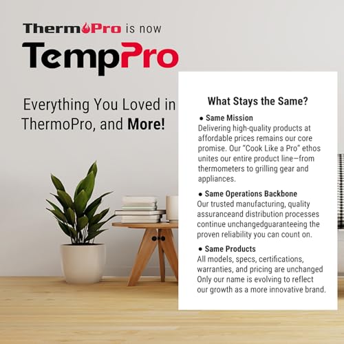 TempPro Indoor Outdoor Thermometer Wireless, 500 ft Outside Thermometer with Cold-Resistant Sensor, Outdoor Thermometer Waterproof for Patio with 3.3" LCD Backlit Display (Previously ThermoPro)