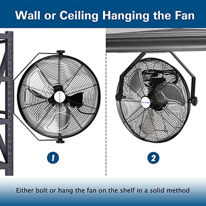 BILT HARD 18 inch Industrial Wall Fan, 4300 CFM, 3-Speeds High Velocity Wall Mount Fan with Sealed Motor, Heavy Duty Metal Barn Fans, 2 Pack - size: 18 inch
