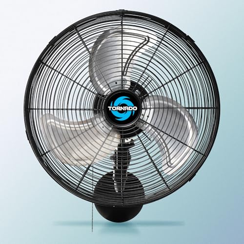 Tornado 16" Pro Series Oscillating Wall Mount Fan – High Velocity Heavy Duty Metal Fan for Industrial, Commercial & Residential Use – UL Listed, 3 Speeds, 2850 CFM, 120V - size: 16 inch