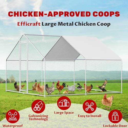 Large Metal Chicken Coop Walk-in Poultry Cage Chicken Run Pen Rabbit Duck House with Waterproof and Anti-UV Cover for Outdoor Farm Use - color: 2-Unit Coop