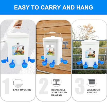 Automatic Chicken Waterer Float Controlled, 3 Gallons Poultry Waterer Dispenser with Hose Attachment, Poultry Automatic Drinking Accessories for Chicks, Duck, Goose, Turkey