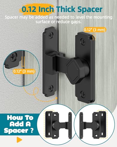 90 Degree Barn Door Lock, Small Sliding Barn Door Latches, Rust-Proof Sliding Gate Latch Lock for Garden, Bathroom, Cabinet, Pet Cage, Window, Shed (Black-1PC) - color: Black-1PC