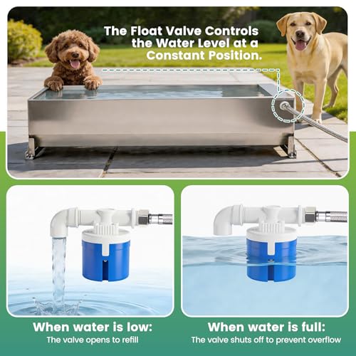 Automatic Livestock Water Trough, Animal Drinking Water Bowl Dispenser with Float Valve Kit,Self Filling Livestock Waterer Outdoor Extra Large Bowl for Dog Horse Goat Cow,Bundle