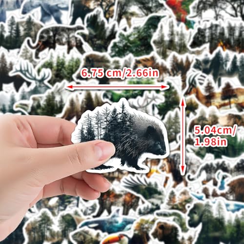 50 Pcs Nature Animal Doodle Stickers Waterproof Vinyl Decals for Water Bottle, Computer, Phone Creative Stationery Stickers Wholesale - color: Nature