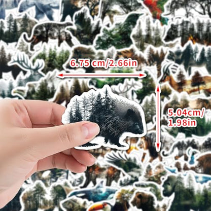 50 Pcs Nature Animal Doodle Stickers Waterproof Vinyl Decals for Water Bottle, Computer, Phone Creative Stationery Stickers Wholesale - color: Nature