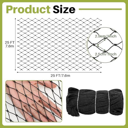 25 x 25 ft Aviary Bird Netting Chicken Netting Commercial Grade Heavy Duty Knotted 1 inch Mesh for Chicken Coops Poultry Blueberries Fruit Trees Net Aviary Garden - size: 25 x 25ft, 1 inches