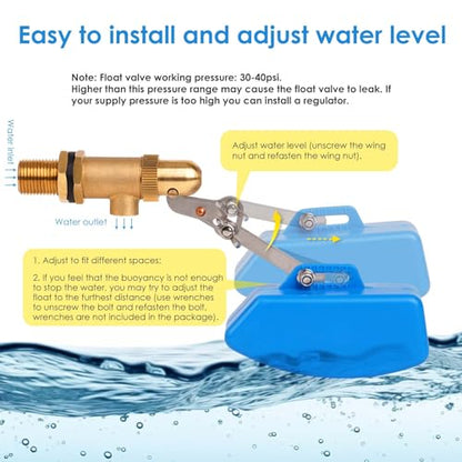 2 Pack Brass Float Valve 1/2 Inch, Livestock Water Tank Float Valve Switch Brass Float Ball Valve Shut Off Pool Auto Fill Valve for Automatic Waterer - style: 1/2 Inch
