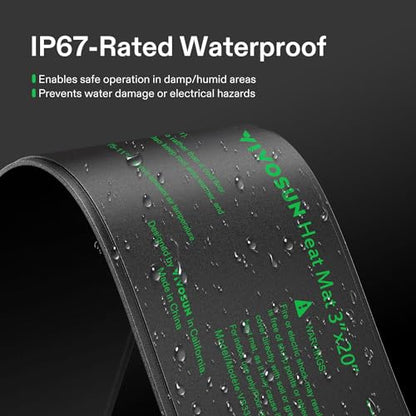 VIVOSUN Durable Waterproof Seedling Heat Mat 3" x 20" UL & MET-Certified Heating Pad for Hydroponic, Kombucha Tea, Brewing, Fermentation & Plant Germination - size: 3"x20"