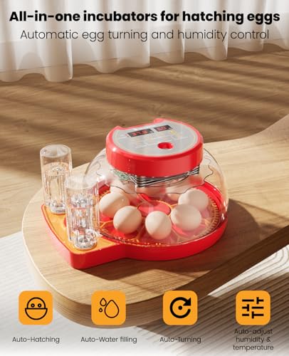 8-18 Chinken Incubators for Hatching Eggs with Automatic Egg Turning and Humidity Control Automatic Water Refill,Egg Candler Nature Right 360 Incubator Duck Quail Chick Turkey Hatching Incubator - size: 8