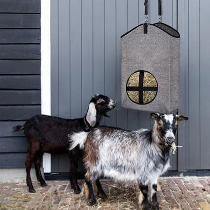 Goat Hay Feeder Bags for Horses, Sheep with Adjustable Open Feed Hole for Slow Feeding-Gery - color: Gery